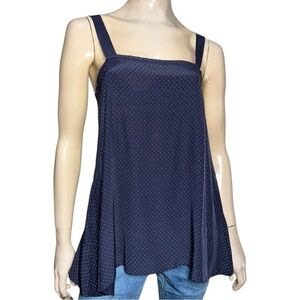 PURE DKNY Vintage Women’s Size 4 Navy Blue White Silk Micro Dot Silk Tank Top
